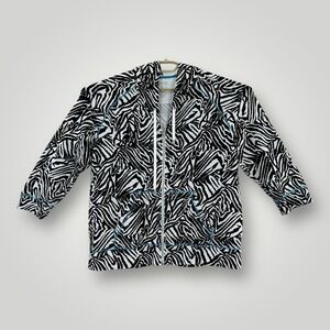 Chicos‎ 3 ZENERGY Zebra Hoodie Women XL Full Zip W/ Pouch Pocket 3/4 Sleeve